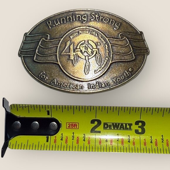Running Strong Belt Buckle 40th Anniv American Indian Youth Gold Medalist 1964 - Picture 2 of 4